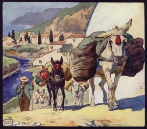 Öszvérek egy spanyol hágón (színes litó)
