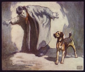 Rendőrkutya munkahelyen (színes litho)
