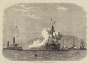Tűzpróbák a HMS Glatton ellen Portland Roadsban alkotó: Edwin Weedon