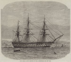 HMS Bombay, amelyet nemrégiben tűz pusztított el Montevideóban