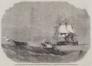 A HMS Diadem felszáll a C W Connor lerombolt amerikai hajó legénységére, Bermuda közelében