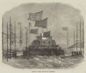 A HMS Cyclops elindítása Blackwallban alkotó: Edwin Weedon