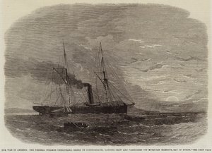 Az amerikai háború, a szövetségi Chesapeake gőzös, amelyet a konföderációsok lefoglaltak, a legénység és az utasok partra szállása a Musquash kikötőnél, a Fundy-öbölben.