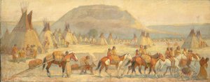 Blackfoot tábori jelenet, 19. század vége – 20. század eleje.