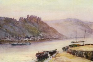 A Rajna: Rheinfels és St Goar (színes litográfia) alkotó: Effie Jardine