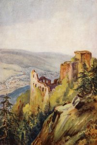 Rajna: A régi vár, Baden-Baden (színes litográfia)