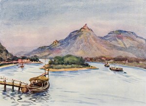 A Rajna: Rolandseck felől (színes litográfia)
