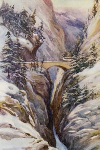 A Rajna: A Via Mala szurdoka (színes litográfia)