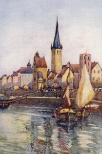 A Rajna: A düsseldorfi rakpart (színes litográfia)