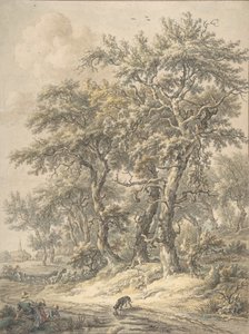 Nő és gyermek ül egy út mellett, 1760-1818.