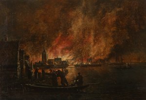 Éjszakai tűz a holland város felett