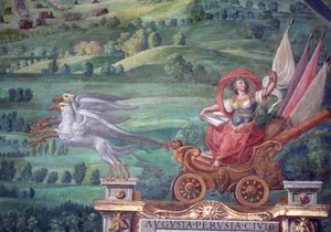 Griffek által rajzolt szekér, részlet a „Galleria delle Carte Geografiche”-ből alkotó: Egnazio Danti