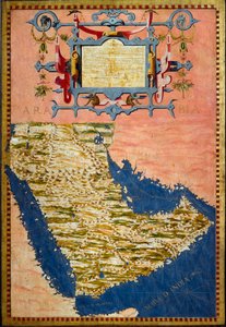 Egnazio Danti (1536-1586) által készített Arábia térkép 1567 körül Szekrények festése a földrajzi térképek termében. Palazzo Vecchio, Mappamondo Room Firenze