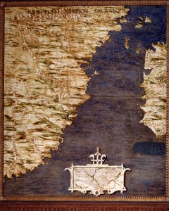 Dél-Afrika és a Good Esperance-fok térképét Egnazio Danti (1536-1586) matematikus, kozmográfus és olasz építész készítette. 1567 körül. Firenze, Palazzo Vecchio, Sala del Mappamondo alkotó: Egnazio Danti