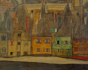 The Small Town, also Small Town (festmény, vászon) alkotó: Egon Schiele
