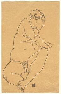 Balra hajló női akt alkotó: Egon Schiele