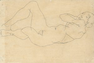 Női akt, kezekkel a feje mögött, 1914 alkotó: Egon Schiele