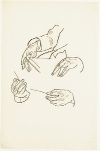 Kezek, tanulmányok Dr. Koller Hugo portréjához (kréta papíron) alkotó: Egon Schiele