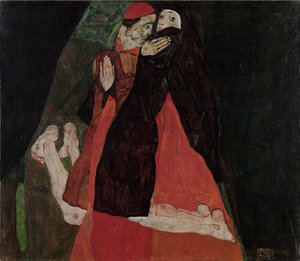 Kardinális és apáca („Szerelmes simogatás”) alkotó: Egon Schiele