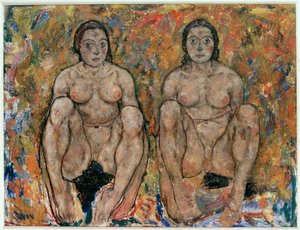 Kauernde Frauen [Guggoló nők] (olaj és gouache) alkotó: Egon Schiele