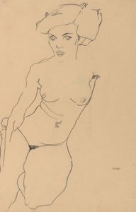 Térdelő női akt alkotó: Egon Schiele