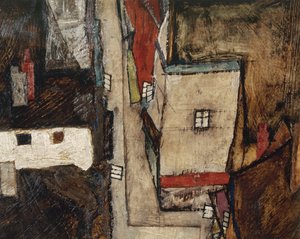 Krumlov és a Moldva - Krumlov a Moldva folyón, ... (olaj, vászon) alkotó: Egon Schiele