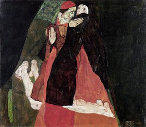 "A bíboros és az apáca" Egon Schiele (1890-1918) festménye 1912 Leopold Múzeum, Bécs alkotó: Egon Schiele