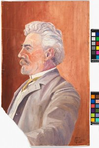 Leopold Czihaczek profilból, vörös háttér előtt alkotó: Egon Schiele