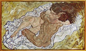 Liebespaar III (festmény vászonra) alkotó: Egon Schiele