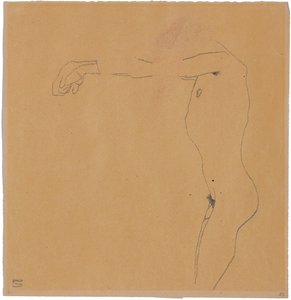 Férfi akt balra emelt karokkal, 1909 alkotó: Egon Schiele