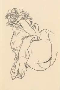 Meztelen fekvés; Liegende, 1917 alkotó: Egon Schiele