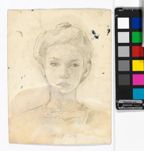 Egy lány portréja; hátoldal: állatrajzok alkotó: Egon Schiele