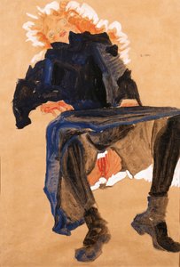 Fekvő lány kék ruhában, 1910 alkotó: Egon Schiele