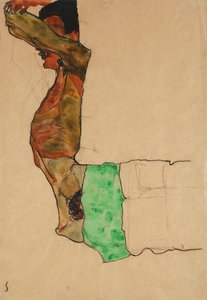 Fekvő férfi akt zöld ruhával alkotó: Egon Schiele
