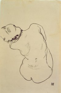 Fekvő akt – Hátulnézet, 1918 (fekete zsírkréta papíron)