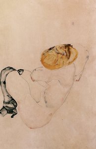 Ijedt, kuporgó fiatal lány, 1912 alkotó: Egon Schiele