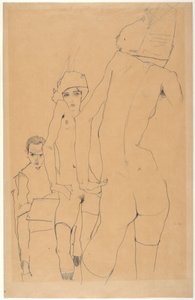 Schiele with Nude Model before the Mirror alkotó: Egon Schiele