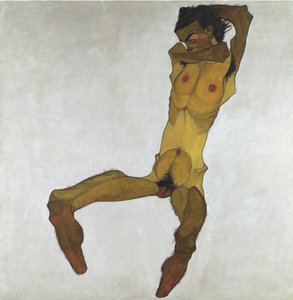Ülő férfi akt (önarckép)  alkotó: Egon Schiele