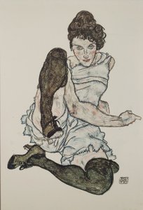 Ülő nő felhúzott lábakkal, 1917 alkotó: Egon Schiele