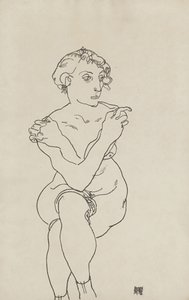 Ülő női akt, keresztbe tett kézzel és lábbal, 1918
