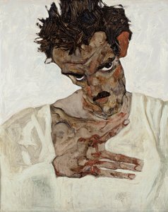 Önarckép lehajtott fejjel alkotó: Egon Schiele