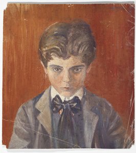 Önarckép vörös háttér előtt alkotó: Egon Schiele