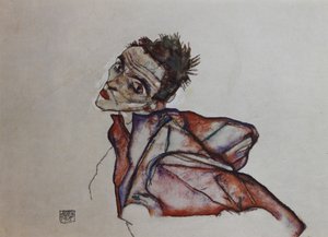 Önarckép hátratartott karokkal, 1915. alkotó: Egon Schiele