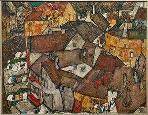 Kisváros - Krumau Csehszlovákiában (olaj, vászon) alkotó: Egon Schiele