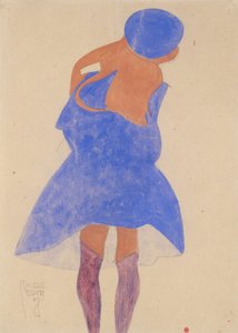 Álló lány, hátulnézet, 1908. alkotó: Egon Schiele