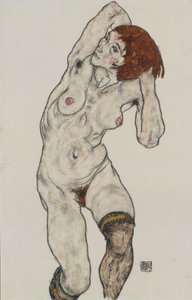 Álló akt fekete harisnyában, 1917 (wc és szén a papíron)