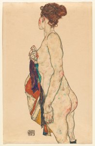 Álló akt mintás köntösben, 1917