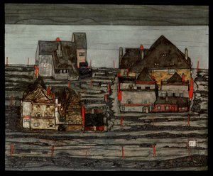 Suburb I (festmény vászonra) alkotó: Egon Schiele