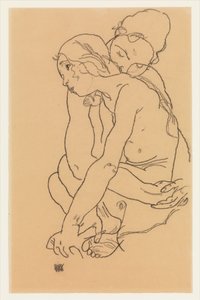 Frau und Mädchen, die sich umarmen alkotó: Egon Schiele
