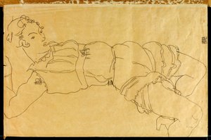 Fiatal nő feküdt a hátán, 1915 alkotó: Egon Schiele